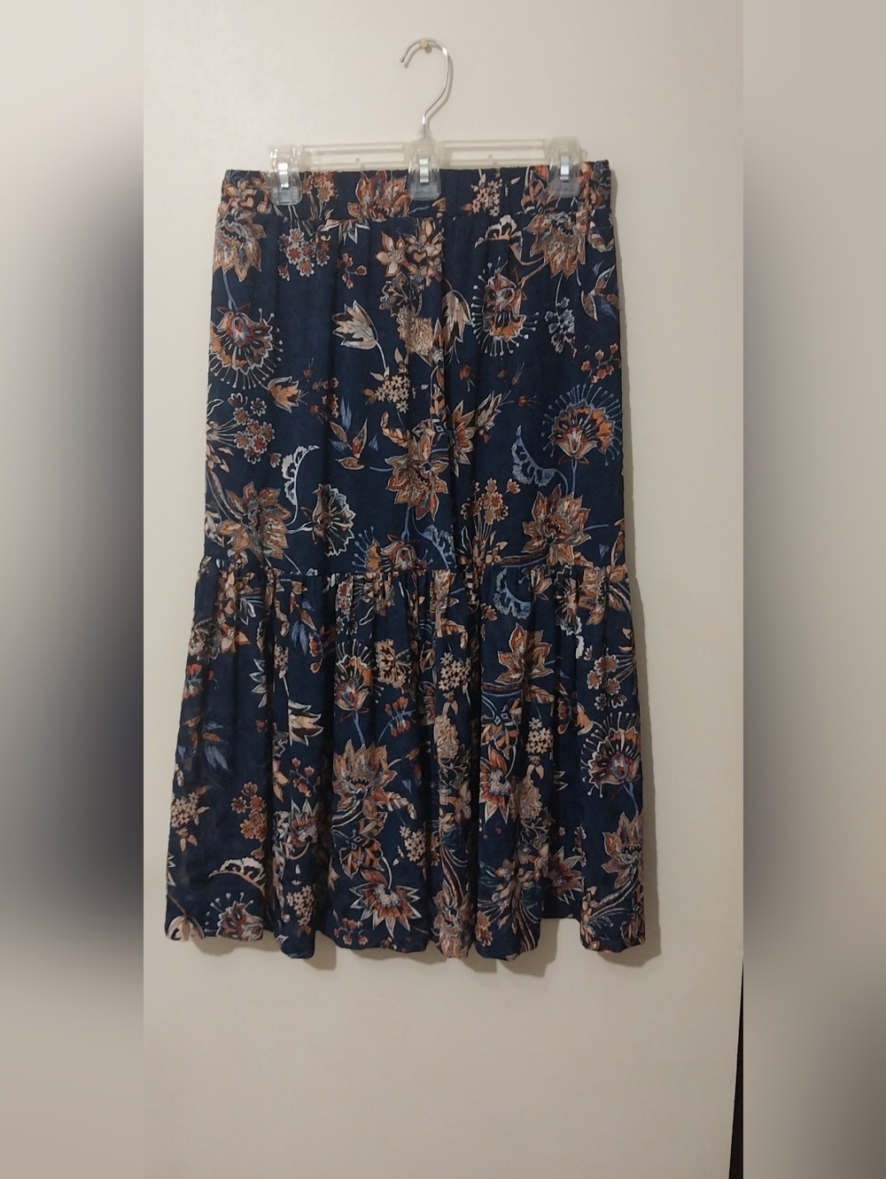 Cupio Navy Floral Midi Skirt